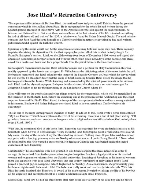 (PDF) Jose Rizal's Retraction Controversy .